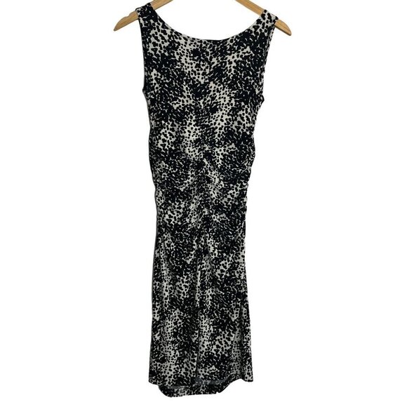 Norma Kamali Black White Abstract‎ Animal Print Spotted Ruched Dress Size Medium - Picture 8 of 10